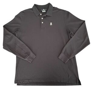 Psycho Bunny Mens Long Sleeve Pima Cotton Polo Shirt Size 7 XL Navy Blue